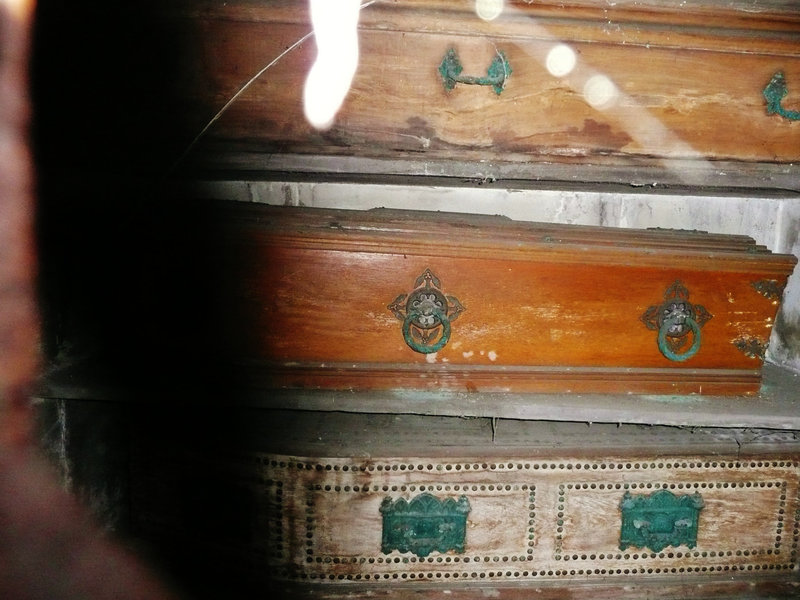 brompton cemetery, earls court,  london, coffins in mausoleum of harvey lewis, c19