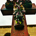 brompton cemetery, earls court,  london,tomb of 1909, with ceramic flowers, to emma charlotte parker