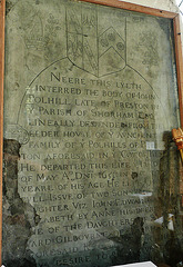 st.peter and st. paul's church, shoreham,incised slab to john polhill, 1651, on the vestry wall