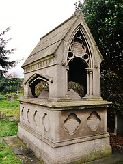 brompton cemetery, earls court,  london,clement tomb of 1854, built like a gothic shrine