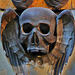 st.martin's, cathedral close, exeter, skull detail of monument to william holwell, m.d. 1707, poss. by weston?