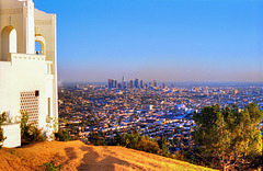 Downtown Los Angeles from Griffith Park Observatory, Febr. 1990 (165°)