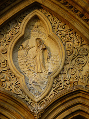 st.john of jerusalem, south hackney, london,c19 tympanum over west tower doorway of church by hakewill, 1845-8
