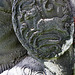 brompton cemetery, london,detail of one of the decapitated thames watermen, who wear doggett's coat and badge, from the tomb of champion oarsman robert coombes, 1808-60