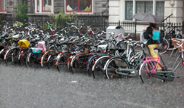 Heavy rain in Leiden today