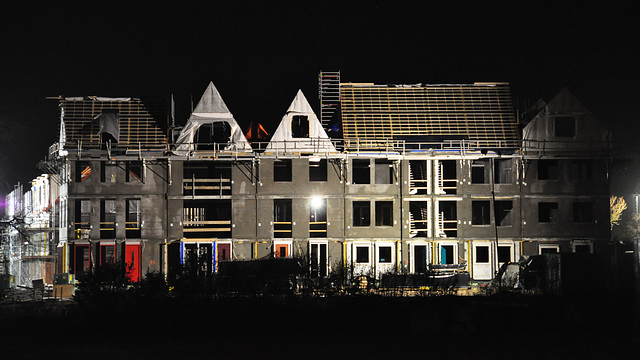 New houses on the bank of the Rhine