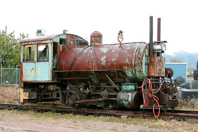 Rusty old steam engine at the Miracle of America museum in Montana