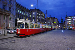 Viennese trams at night