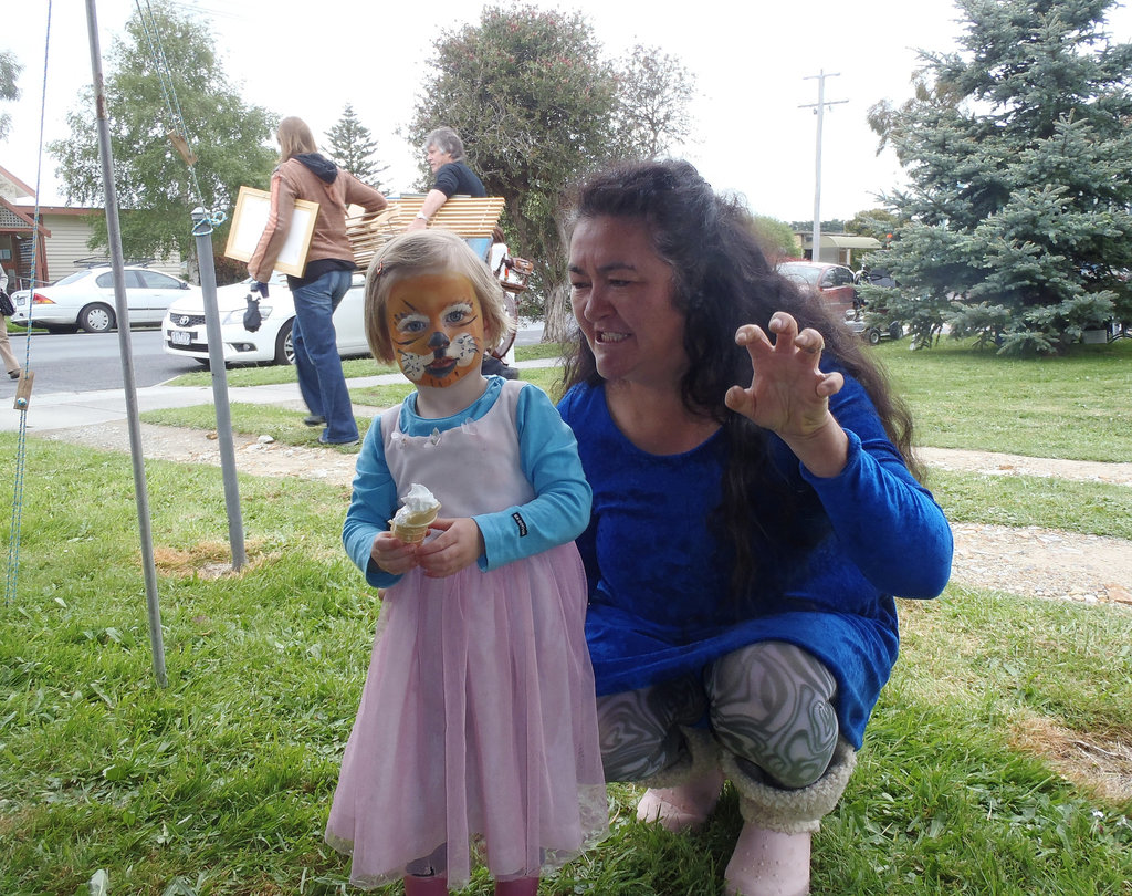 Sandy's first face-painting client