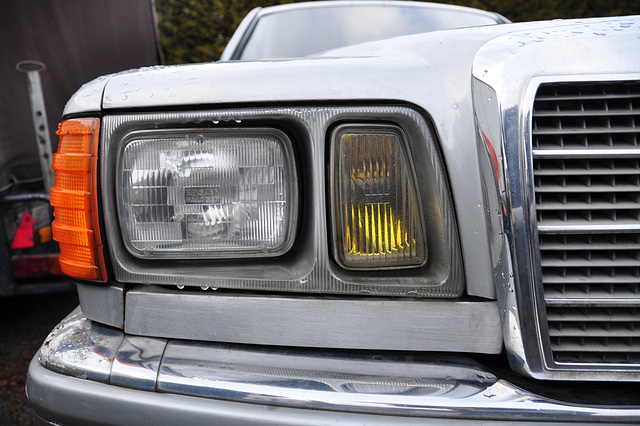 American headlights on a Mercedes-Benz