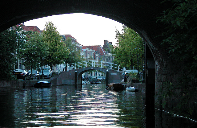 Boating in Leiden: bridges over the Vliet