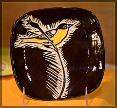 Julia Abbott Janeway: Yellow Bird on Black Plate