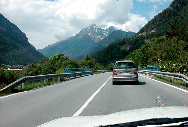 Holiday day 2: in the valley behind a new Mercedes