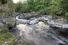 The River Findhorn in spate at Randolph's Leap