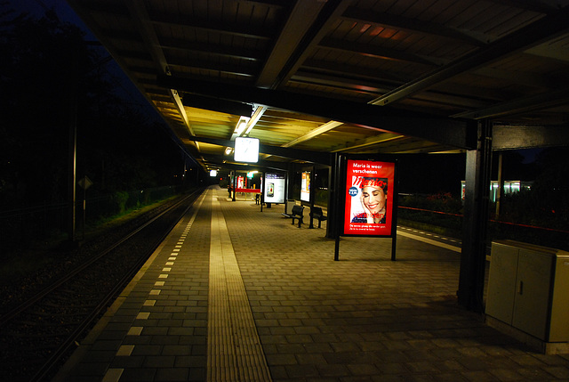 Bloemendaal train station at night