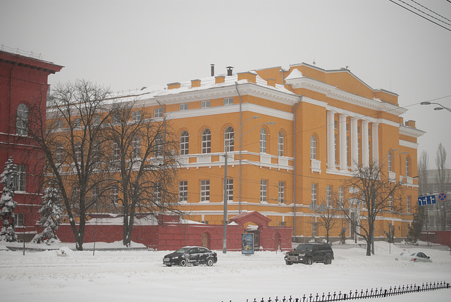 der Schneeschauer in Kiew am 23. März 2013