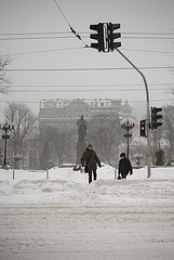 der Schneeschauer in Kiew am 23. März 2013