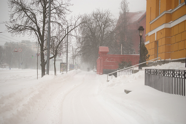 der Schneeschauer in Kiew am 23. März 2013