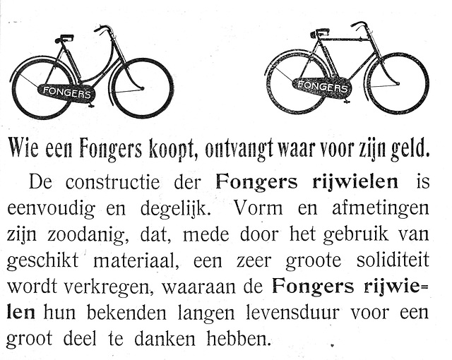 Advertisements for Fongers bicycles