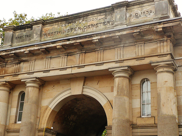 brompton cemetery, london,entrance gatehouse to the cemetery, by benjamin baud, 1839