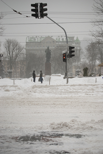 der Schneeschauer in Kiew am 23. März 2013