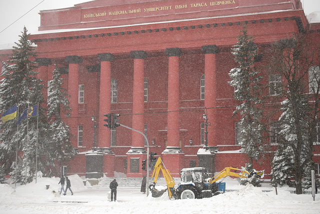 der Schneeschauer in Kiew am 23. März 2013