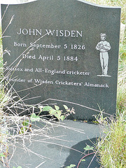 wisden's tomb, brompton cemetery, london,john wisden's recent tombstone. he was a cricketer and founded wisden's almanack, dying in 1884
