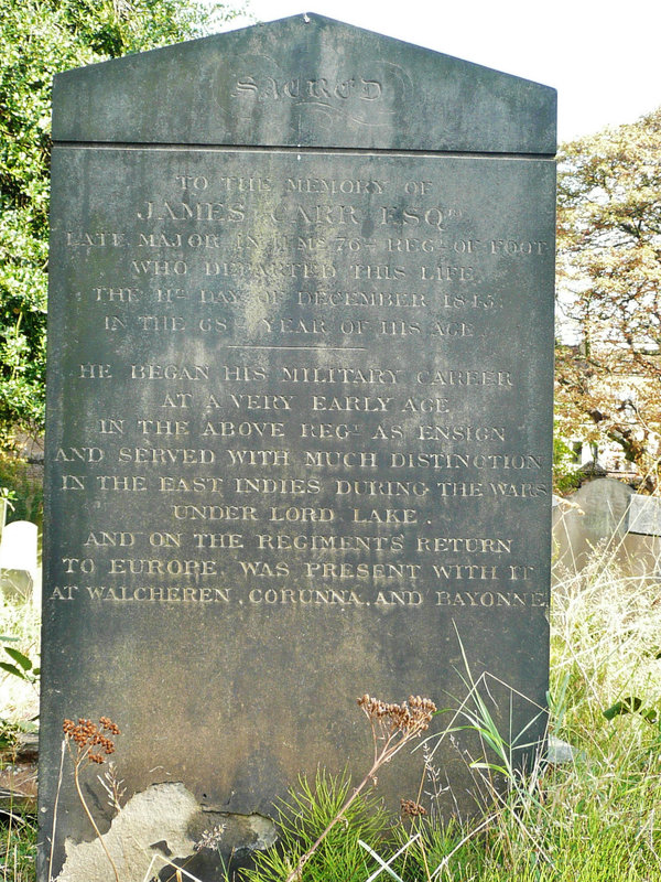 brompton cemetery, london,major james carr, died 1845
