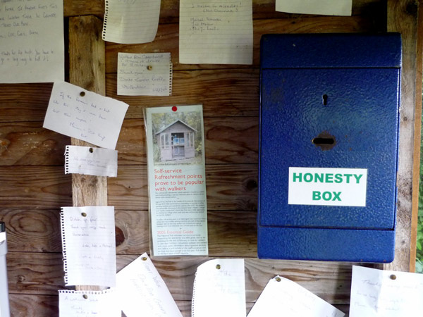 Honesty box and thank-you messages