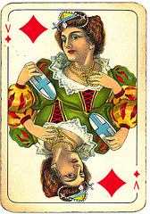 Dutch playing cards from 1920-1927: Queen of Diamonds