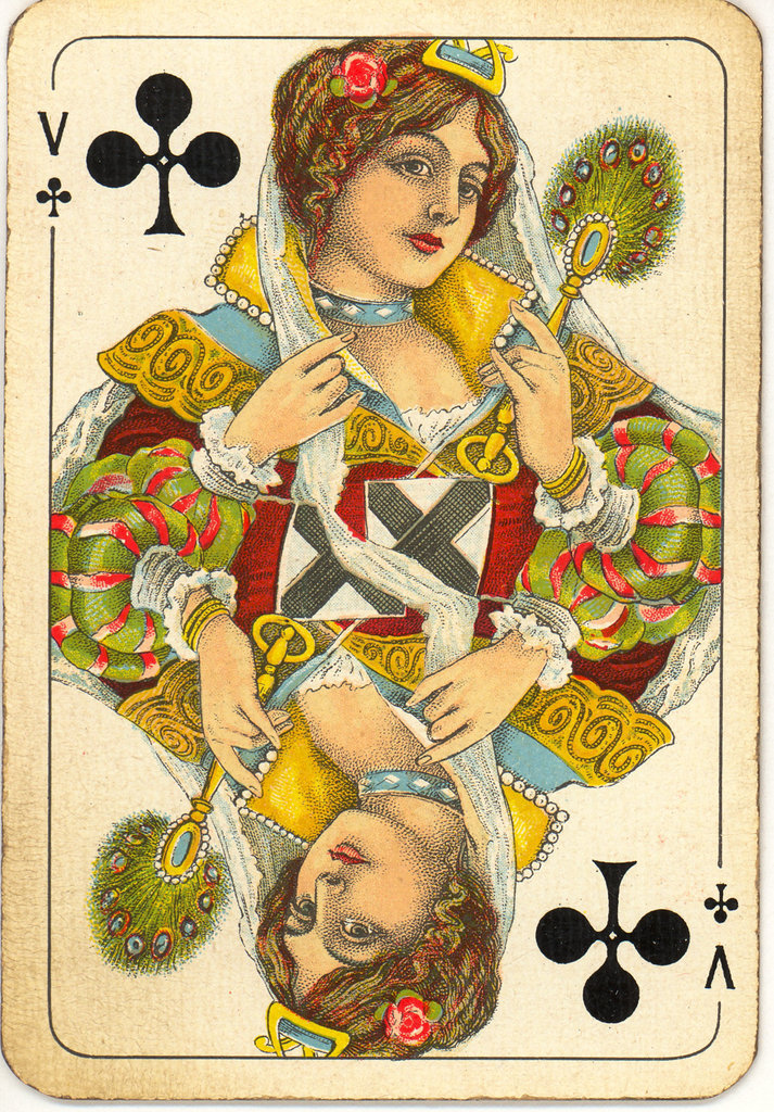 Dutch playing cards from 1920-1927: Queen of Clubs