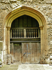 door in tower arch, hackney, london