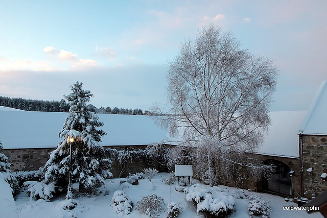 Courtyard just before sunrise