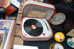Old record players at market today