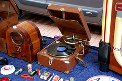 Old record players at market today