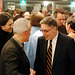 A Karel van het Reve evening: Dutch writer Maarten Biesheuvel (right) talking with Leiden antiquarian Piet van Winden