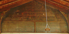 morston church, norfolk, royal arms on a wooden tympanum  with the date 1823 on them, but with the arms of the c18 georges, over the creed and decaloguec18, c19, "royal arms", tympanum, morston