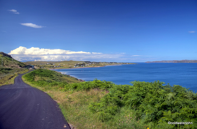 Walking west on the B8057 along south shore of Loch Ewe