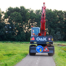 My bike ride home: crane on the bicycle path