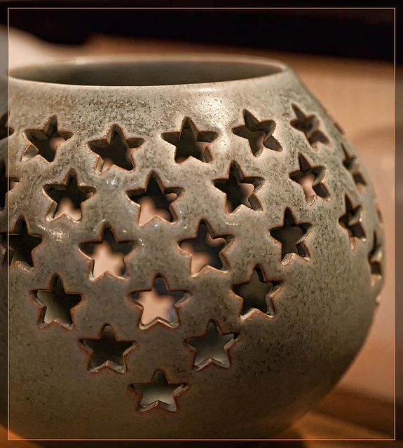 Clayfolk Art Show!! This is Rhonda Hampton: Starry Candle Lamp