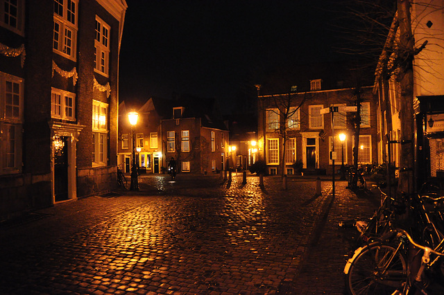 Night shots of Leiden: Pieterskerkhof (St. Peter's Church Yard)