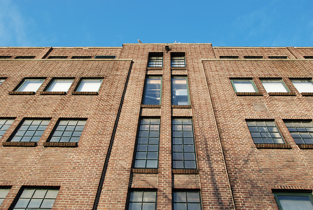 Mysterious brownstone building on the Herengracht (Gentlemen's Canal) in Leiden