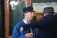 Celebration of the centenary of Haarlem Railway Station: train guard