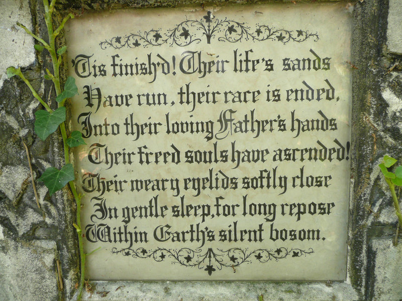 brompton cemetery, london,epitaph on a c19 gravestone