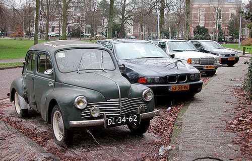 Brave little French car parked next to a German onslaught