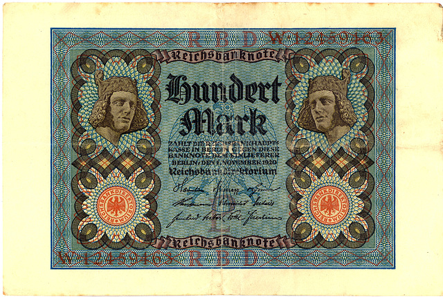 Old German money: 100 Mark from 1920