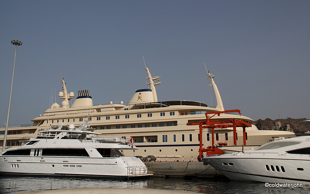 The Royal Yacht with two smaller RYS boats