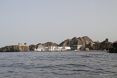 Al Alam Palace Muscat flanked by Jalali and Merani Forts