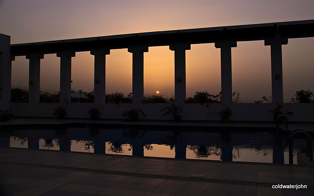 Sunset by the pool