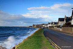 Findhorn Village lashed by gales